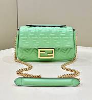 Fendi Baguette Chain Midi Green Leather Bag 24x14.5x7cm - 1