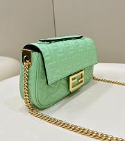 Fendi Baguette Chain Midi Green Leather Bag 24x14.5x7cm - 4