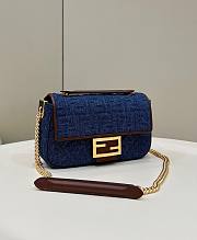 Fendi Baguette Chain Midi Blue Denim Bag 24x14.5x7cm - 1