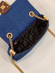 Fendi Baguette Chain Midi Blue Denim Bag 24x14.5x7cm - 5