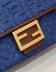 Fendi Baguette Chain Midi Blue Denim Bag 24x14.5x7cm - 4