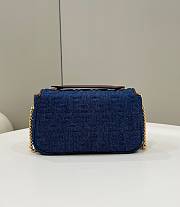 Fendi Baguette Chain Midi Blue Denim Bag 24x14.5x7cm - 2