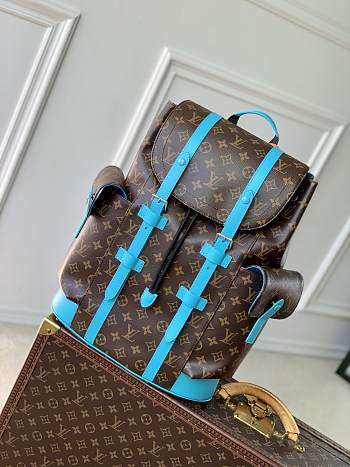 Louis Vuitton LV Christopher MM Gaston Blue 44x12.5x38cm