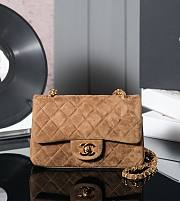 Chanel Flap Bag Brown Suede 20cm - 1