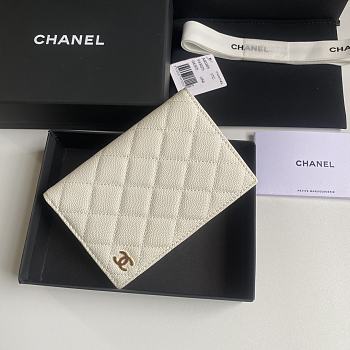 Chanel Passport Holder White Caviar Gold 14.5x10.5x2cm