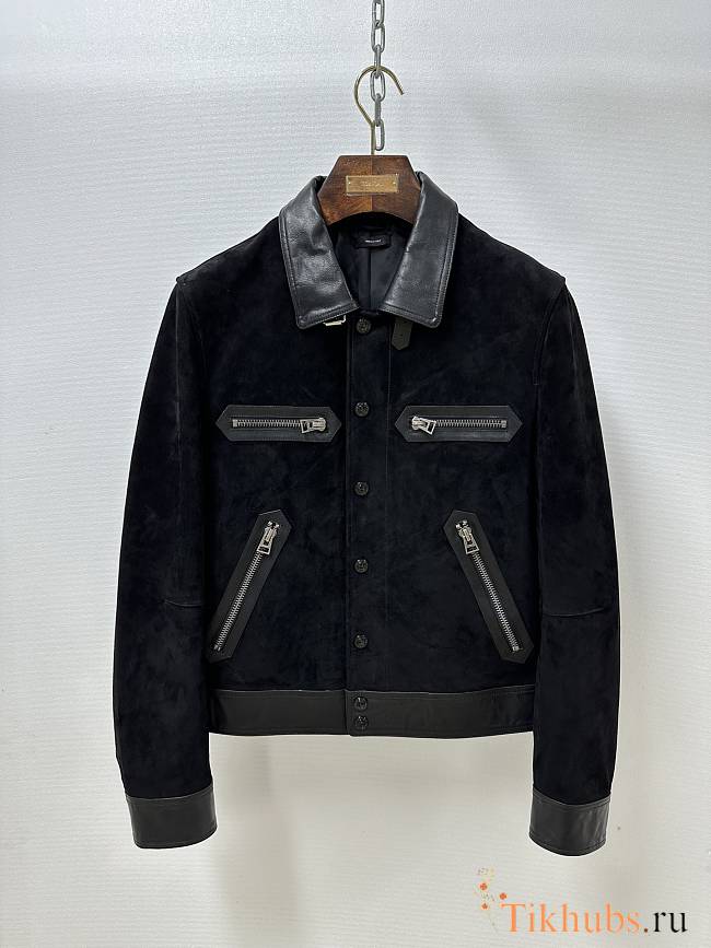 Tom Ford Leather Suede Bomber Jacket Black - 1