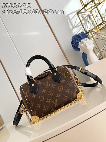 Louis Vuitton LV Speedy Trunk 20 Bag Black 20.5x16x11cm