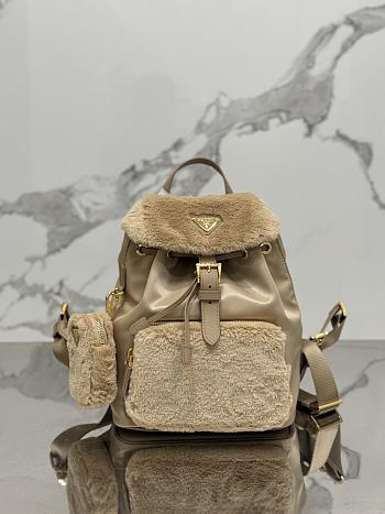 Prada Re-Nylon Shearling Backpack 25x20.5x11.5cm