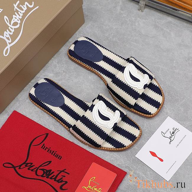 Christian Louboutin Mules Malha Printed Fabric Blue  - 1