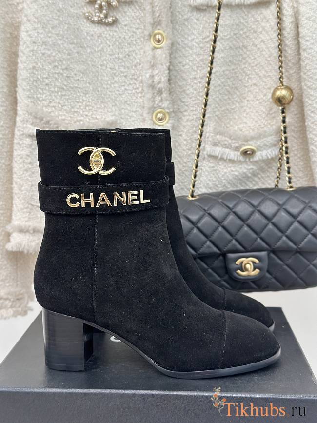 Chanel Black Suede Boot 8cm - 1