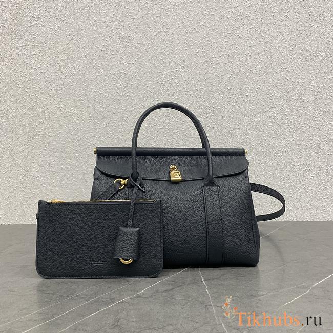 Loro Piana Loom Bag L25 Black Calfskin 25x17x12cm - 1