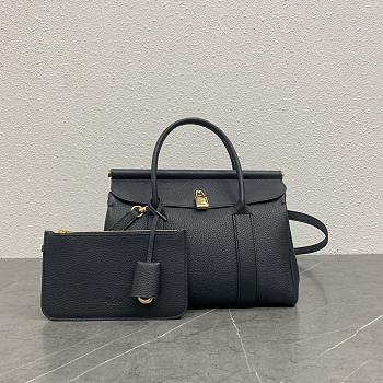 Loro Piana Loom Bag L25 Black Calfskin 25x17x12cm