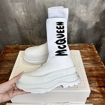 Alexander McQueen Graffiti Knit Tread Slick White Boot