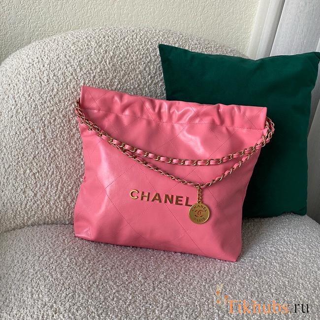 Chanel 22 Handbag Pink Lambskin Gold 37x31x7cm - 1