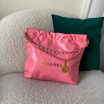 Chanel 22 Handbag Pink Lambskin Gold 37x31x7cm