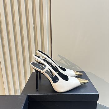 YSL Slingback White Sandal Heel 10cm