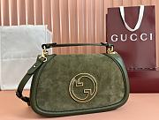 Gucci Blondie Medium Top Handle Bag Suede Dark Green 32x17x10cm - 1