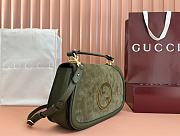 Gucci Blondie Medium Top Handle Bag Suede Dark Green 32x17x10cm - 5