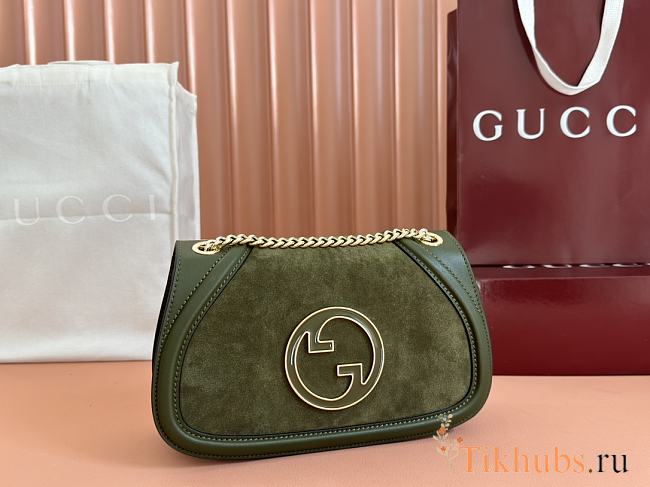 Gucci Blondie small shoulder bag Suede Dark Green 26x16x8cm - 1