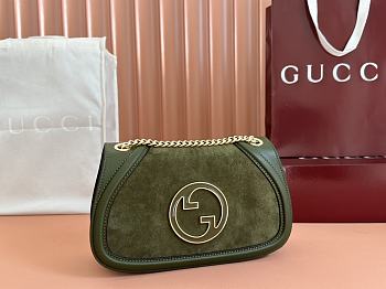 Gucci Blondie small shoulder bag Suede Dark Green 26x16x8cm