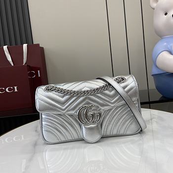 Gucci GG Marmont Small Silver Shoulder Bag 26x15x7cm