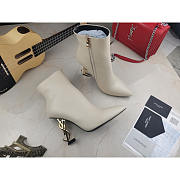 YSL Opyum White Heel Ankle Boots - 1