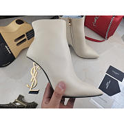 YSL Opyum White Heel Ankle Boots - 4