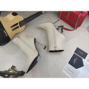 YSL Opyum White Heel Ankle Boots - 3