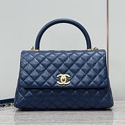 Chanel Coco Top Handle Bag Navy Blue Caviar Gold 29x18x12cm - 1