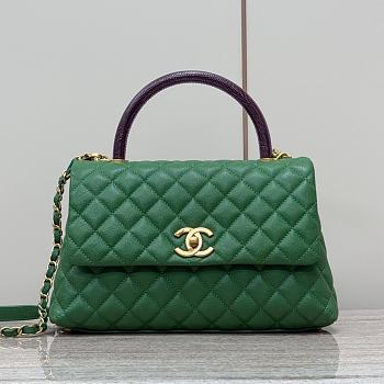 Chanel Coco Top Handle Bag Green Caviar Gold 29x18x12cm