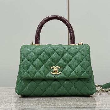 Chanel Coco Top Handle Bag Green Caviar Gold 24x14x10cm