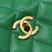 Chanel Coco Top Handle Bag Green Caviar Gold 24x14x10cm - 4