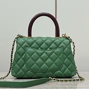 Chanel Coco Top Handle Bag Green Caviar Gold 24x14x10cm - 3