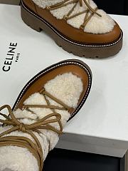 Celine Bulky Wool Cow Leather Lace-up Boots - 4