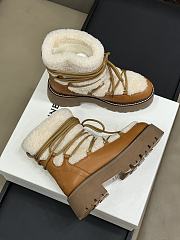 Celine Bulky Wool Cow Leather Lace-up Boots - 2