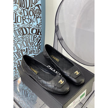 Chanel Ballerina Flat Calfskin Lambskin Black