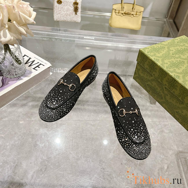 Gucci Horsebit GG Crystal Loafers Black - 1