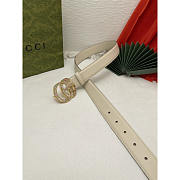 Gucci GG Marmont Belt With Cryatal Buckle White 3cm - 4