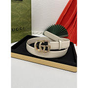 Gucci GG Marmont Belt With Cryatal Buckle White 3cm - 3