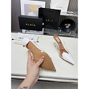 Alaia Patent Leather Le Couer Mules 90 White Brown - 5
