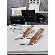 Alaia Patent Leather Le Couer Mules 90 White Brown - 3