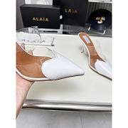 Alaia Patent Leather Le Couer Mules 90 White Brown - 2