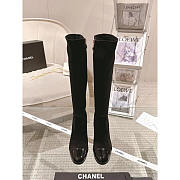 Chanel Suede Knee-High Platform Boots Black 9cm - 3