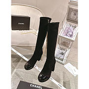 Chanel Suede Knee-High Platform Boots Black 9cm - 2