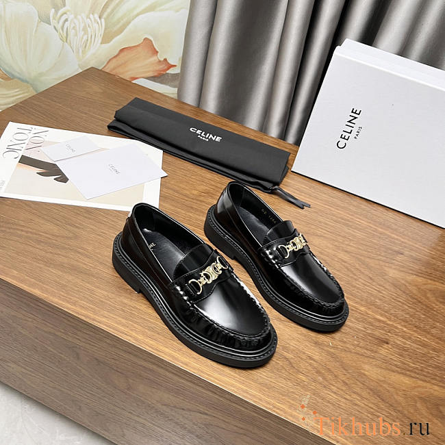 Celine Margaret Loafer Triomphe Chain Black - 1