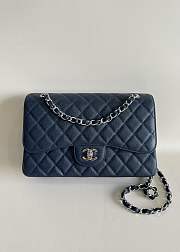 Chanel Jumbo Flap Bag Navy Blue Caviar Silver 30cm - 1