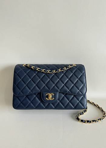 Chanel Jumbo Flap Bag Navy Blue Caviar Gold 30cm