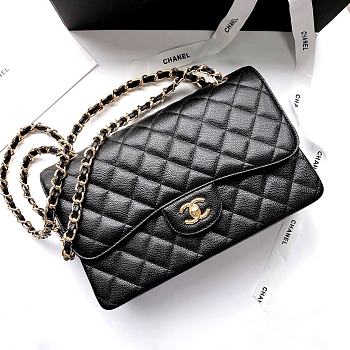 Chanel Jumbo Flap Bag Black Caviar Gold 30cm