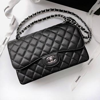 Chanel Jumbo Flap Bag Black Caviar Silver 30cm