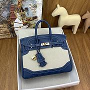 Hermes Birkin 25 Bag Blue Canvas 25cm - 1